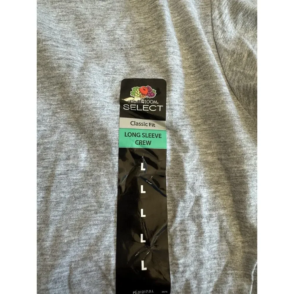 (2) Fruit of the Loom Select men's long-sleeve crewneck shirts NEW Size Large